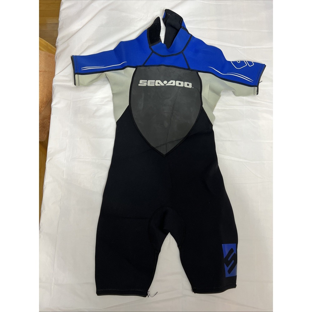 SeaDoo BRP Stallion Shorty Wetsuit Youth Size  10 Black/Royal
